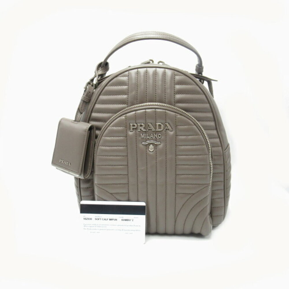 Prada Leather Backpack Brown Gray - image 7